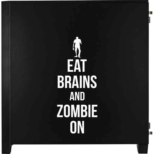 Eat Brains and Zombie On Black Corsair 4000D Tempered Glass Mid-Tower ATX Case Skin