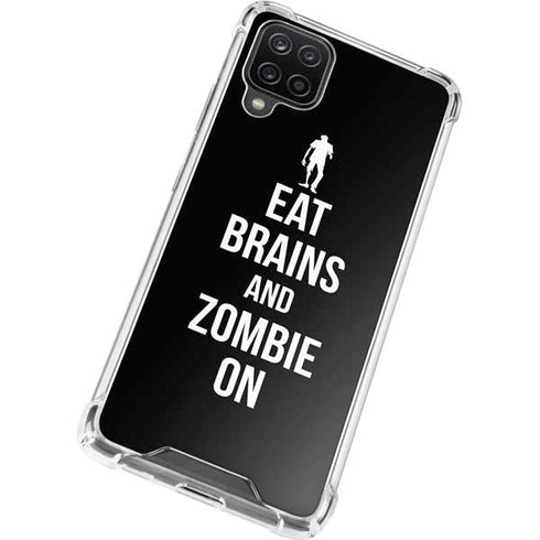 Eat Brains and Zombie On Black Galaxy A12 Clear Case