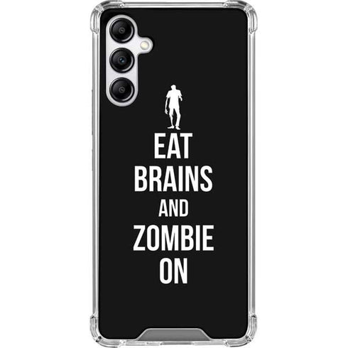 Eat Brains and Zombie On Black Galaxy A14 5G Clear Case