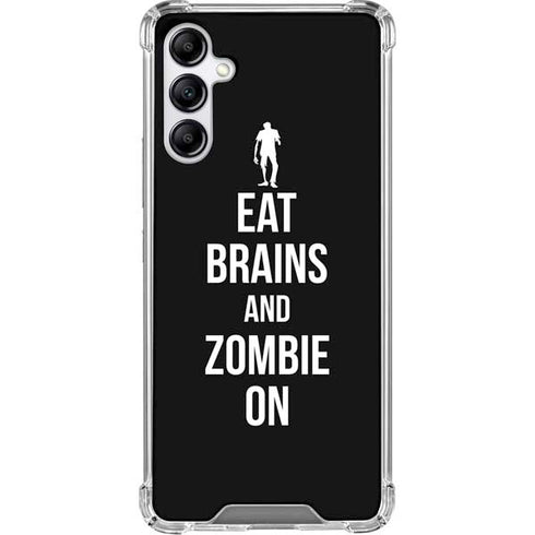 Eat Brains and Zombie On Black Galaxy A15 5G Clear Case