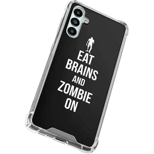 Eat Brains and Zombie On Black Galaxy A15 5G Clear Case
