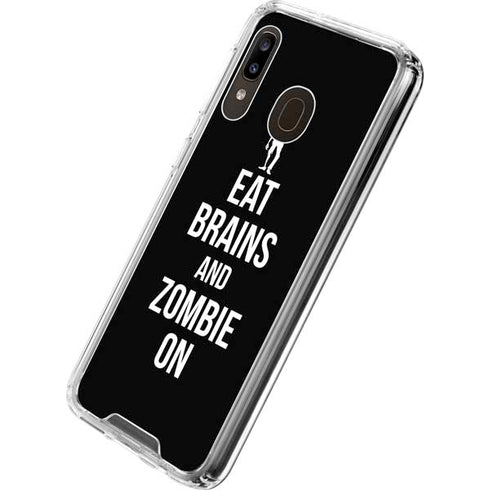 Eat Brains and Zombie On Black Galaxy A30 Clear Case