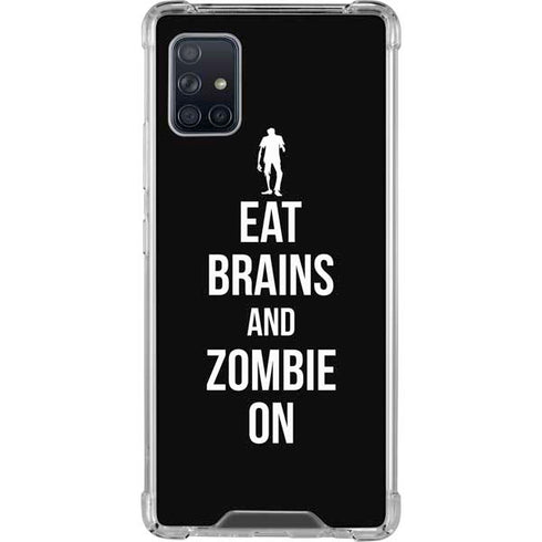 Eat Brains and Zombie On Black Galaxy A51 5G Clear Case