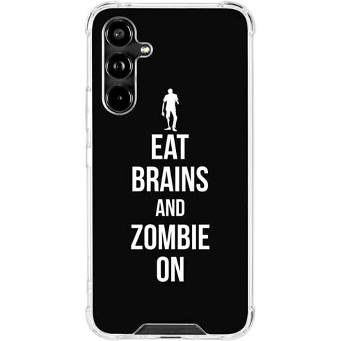 Eat Brains and Zombie On Black Galaxy A54 5G Clear Case