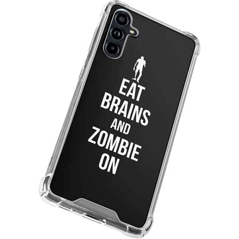 Eat Brains and Zombie On Black Galaxy A54 5G Clear Case