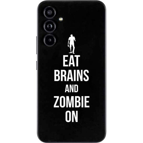 Eat Brains and Zombie On Black Galaxy A54 5G Skin