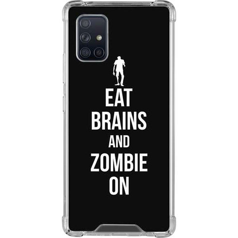 Eat Brains and Zombie On Black Galaxy A71 5G Clear Case