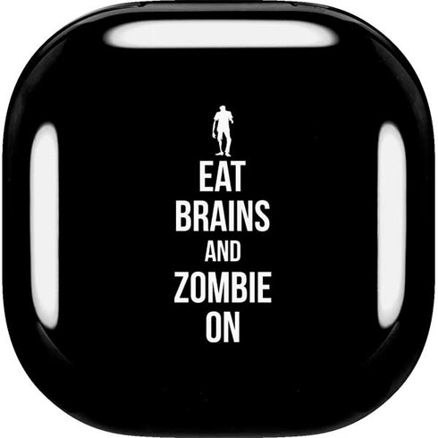 Eat Brains and Zombie On Black Galaxy Buds Live Skin
