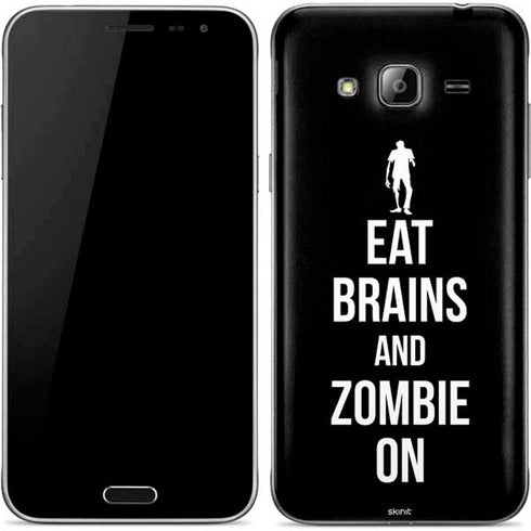 Eat Brains and Zombie On Black Galaxy J3 Skin