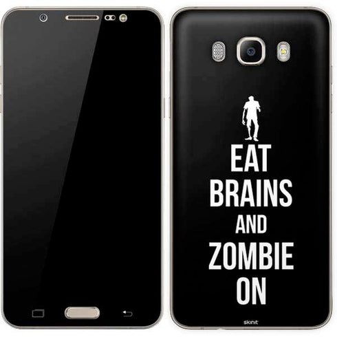 Eat Brains and Zombie On Black Galaxy J7 Skin