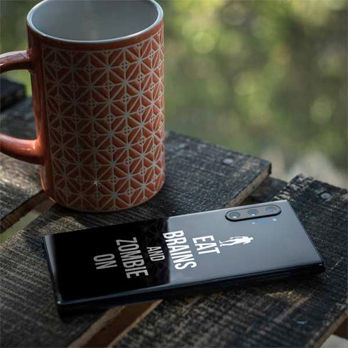 Eat Brains and Zombie On Black Galaxy Note 10 Plus Skin