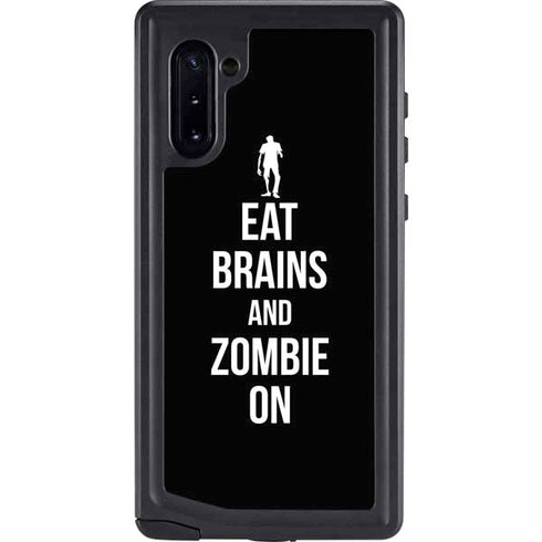 Eat Brains and Zombie On Black Galaxy Note 10 Waterproof Case