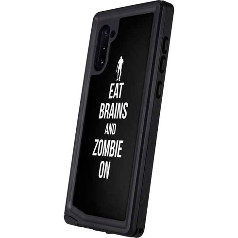 Eat Brains and Zombie On Black Galaxy Note 10 Waterproof Case