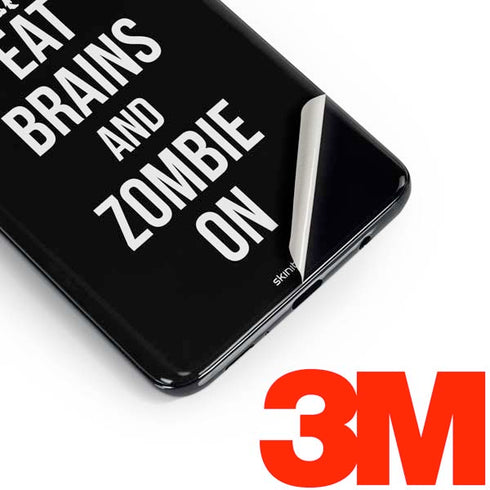 Eat Brains and Zombie On Black Galaxy S10 Skin