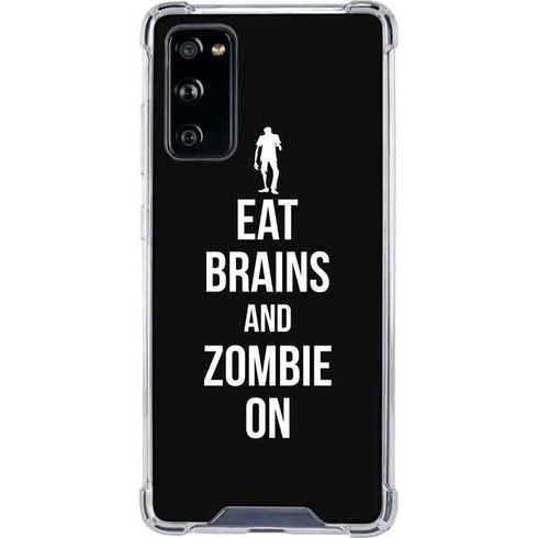 Eat Brains and Zombie On Black Galaxy S20 FE Clear Case