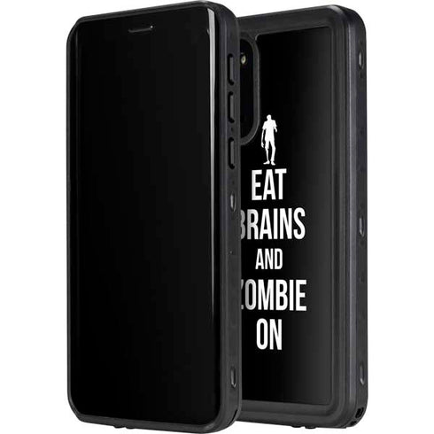 Eat Brains and Zombie On Black Galaxy S20 Plus Waterproof Case