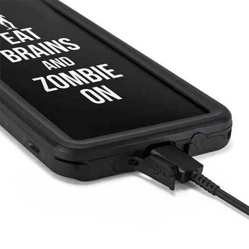 Eat Brains and Zombie On Black Galaxy S20 Plus Waterproof Case