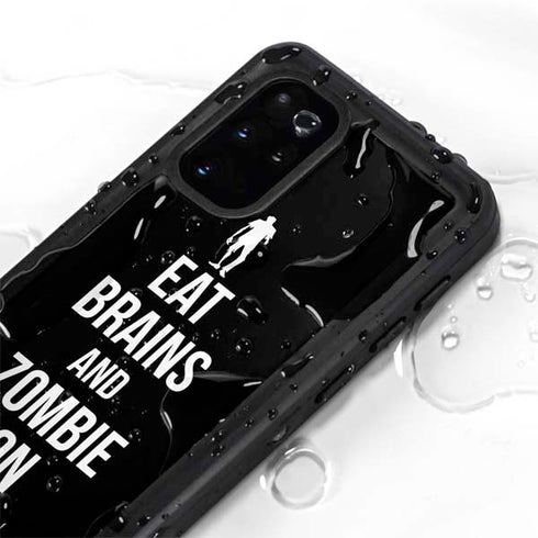 Eat Brains and Zombie On Black Galaxy S20 Plus Waterproof Case