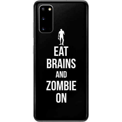 Eat Brains and Zombie On Black Galaxy S20 Skin