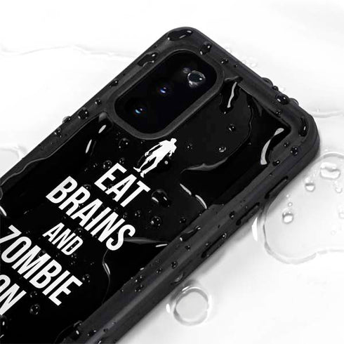 Eat Brains and Zombie On Black Galaxy S20 Waterproof Case
