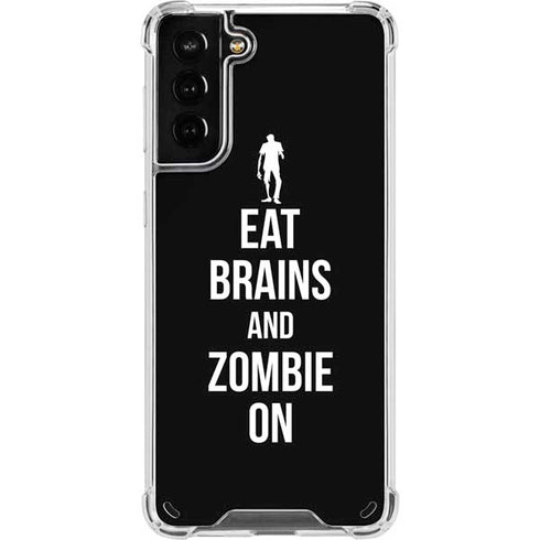 Eat Brains and Zombie On Black Galaxy S21 Plus 5G Clear Case