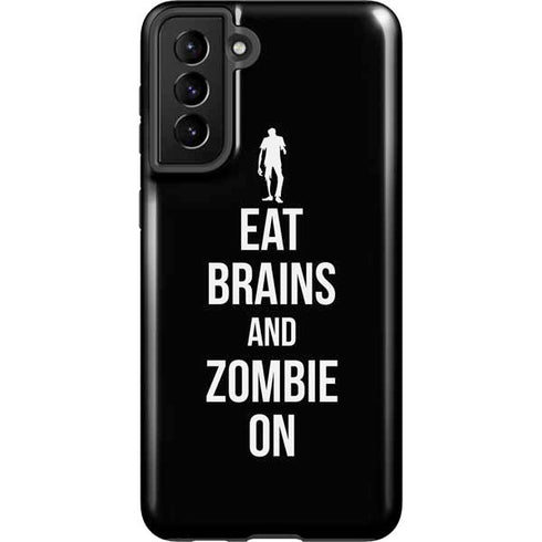 Eat Brains and Zombie On Black Galaxy S21 Plus 5G Pro Case