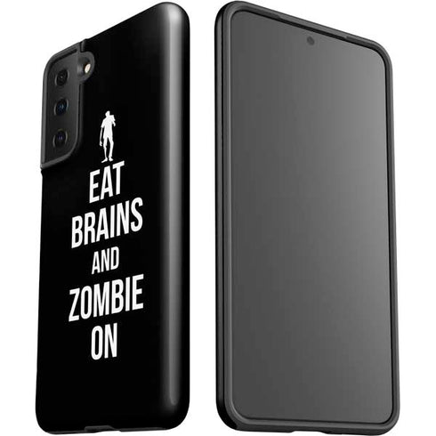 Eat Brains and Zombie On Black Galaxy S21 Plus 5G Pro Case