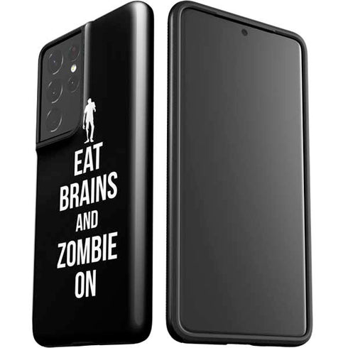 Eat Brains and Zombie On Black Galaxy S21 Ultra 5G Pro Case