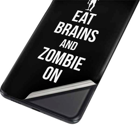 Eat Brains and Zombie On Black Galaxy S21 Ultra 5G Skin