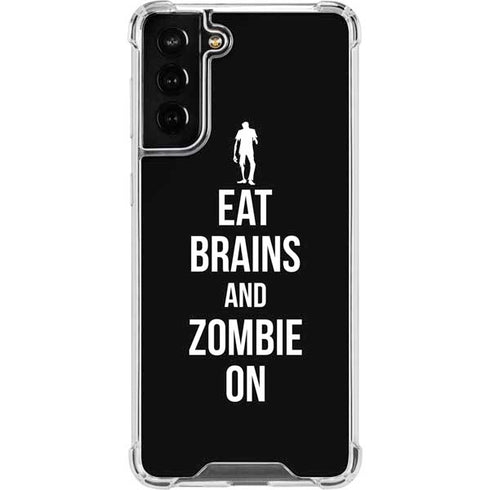 Eat Brains and Zombie On Black Galaxy S22 Plus Clear Case