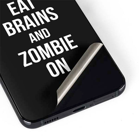 Eat Brains and Zombie On Black Galaxy S22 Skin