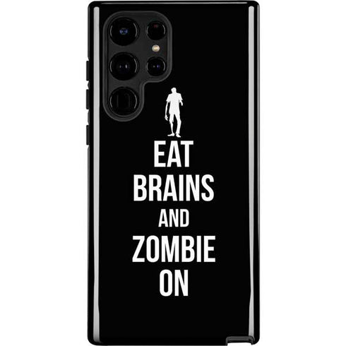 Eat Brains and Zombie On Black Galaxy S22 Ultra Pro Case