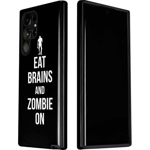 Eat Brains and Zombie On Black Galaxy S22 Ultra Pro Case