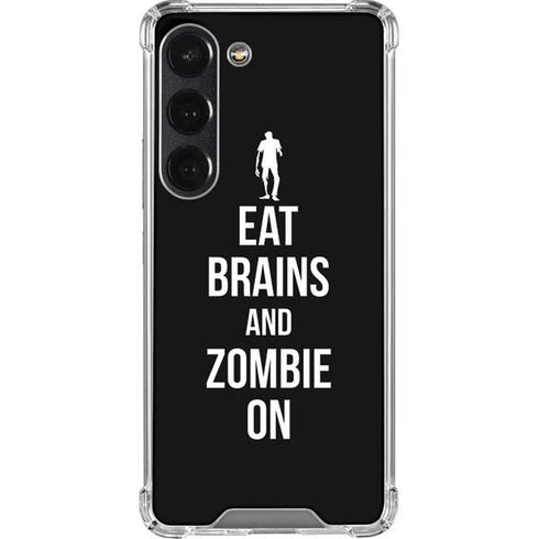 Eat Brains and Zombie On Black Galaxy S23 Clear Case
