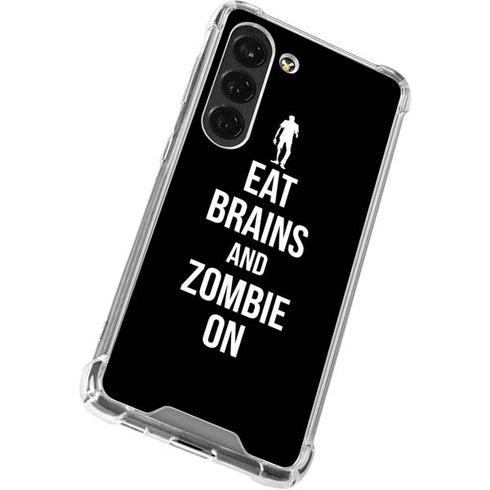 Eat Brains and Zombie On Black Galaxy S23 Clear Case