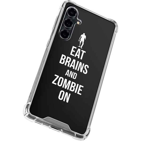 Eat Brains and Zombie On Black Galaxy S23 FE Clear Case