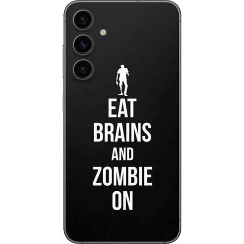 Eat Brains and Zombie On Black Galaxy S23 FE Skin