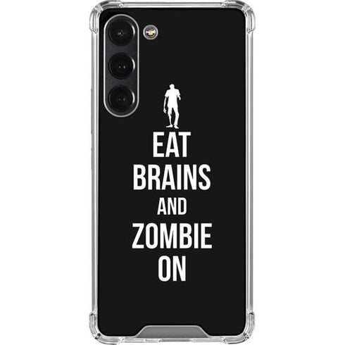 Eat Brains and Zombie On Black Galaxy S23 Plus Clear Case