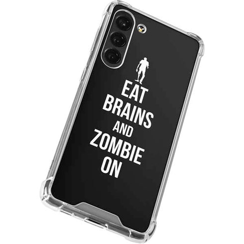 Eat Brains and Zombie On Black Galaxy S23 Plus Clear Case