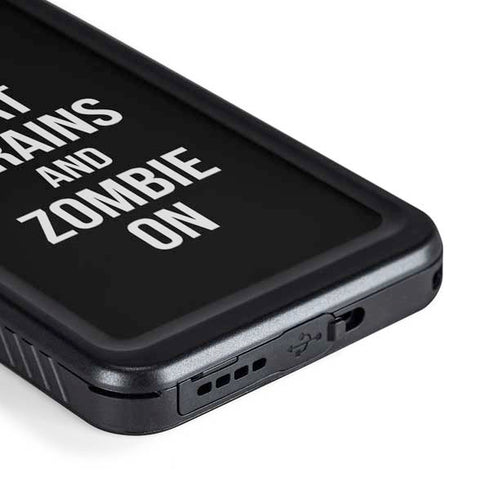 Eat Brains and Zombie On Black Galaxy S23 Plus Waterproof Case