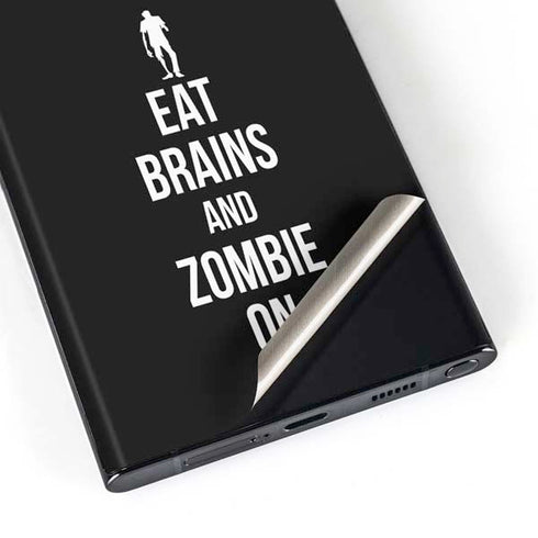 Eat Brains and Zombie On Black Galaxy S23 Ultra Skin