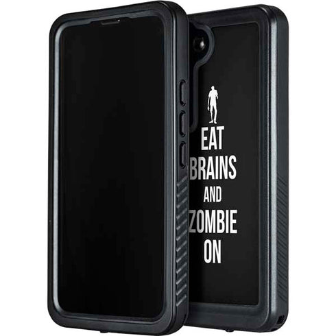 Eat Brains and Zombie On Black Galaxy S23 Waterproof Case