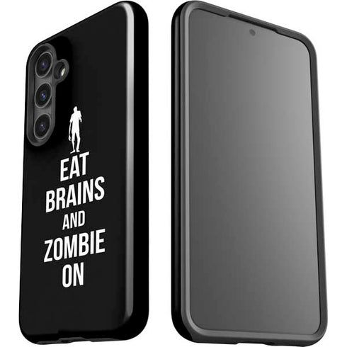 Eat Brains and Zombie On Black Galaxy S24 Impact Case
