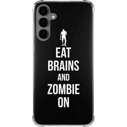 Eat Brains and Zombie On Black Galaxy S24 Plus Clear Case