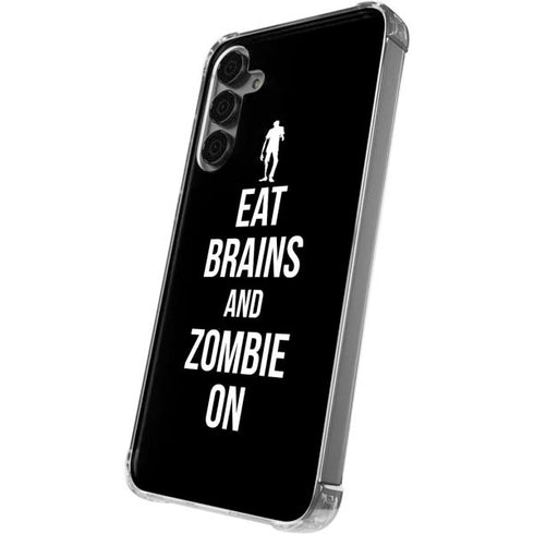 Eat Brains and Zombie On Black Galaxy S24 Plus Clear Case