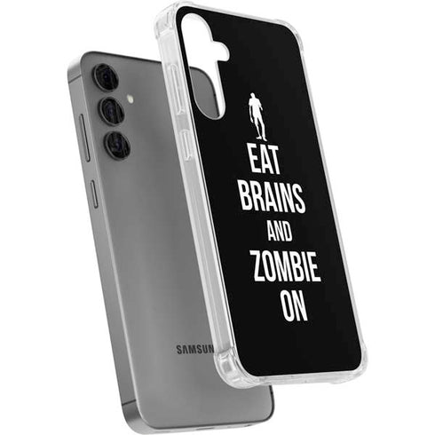 Eat Brains and Zombie On Black Galaxy S24 Plus Clear Case