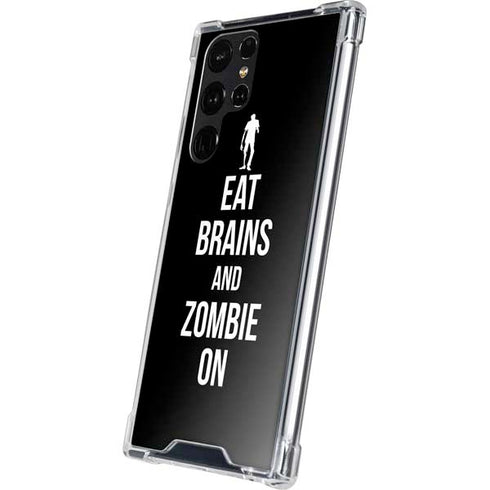 Eat Brains and Zombie On Black Galaxy S24 Ultra Clear Case