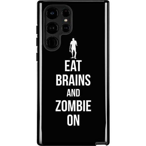 Eat Brains and Zombie On Black Galaxy S24 Ultra Impact Case