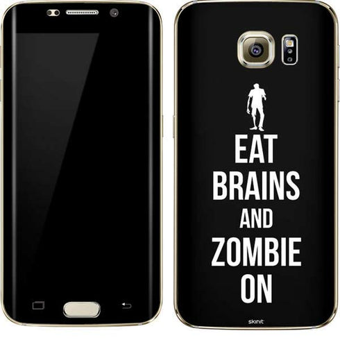 Eat Brains and Zombie On Black Galaxy S7 Edge Skin