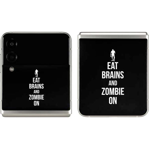 Eat Brains and Zombie On Black Galaxy Z Flip3 5G Skin